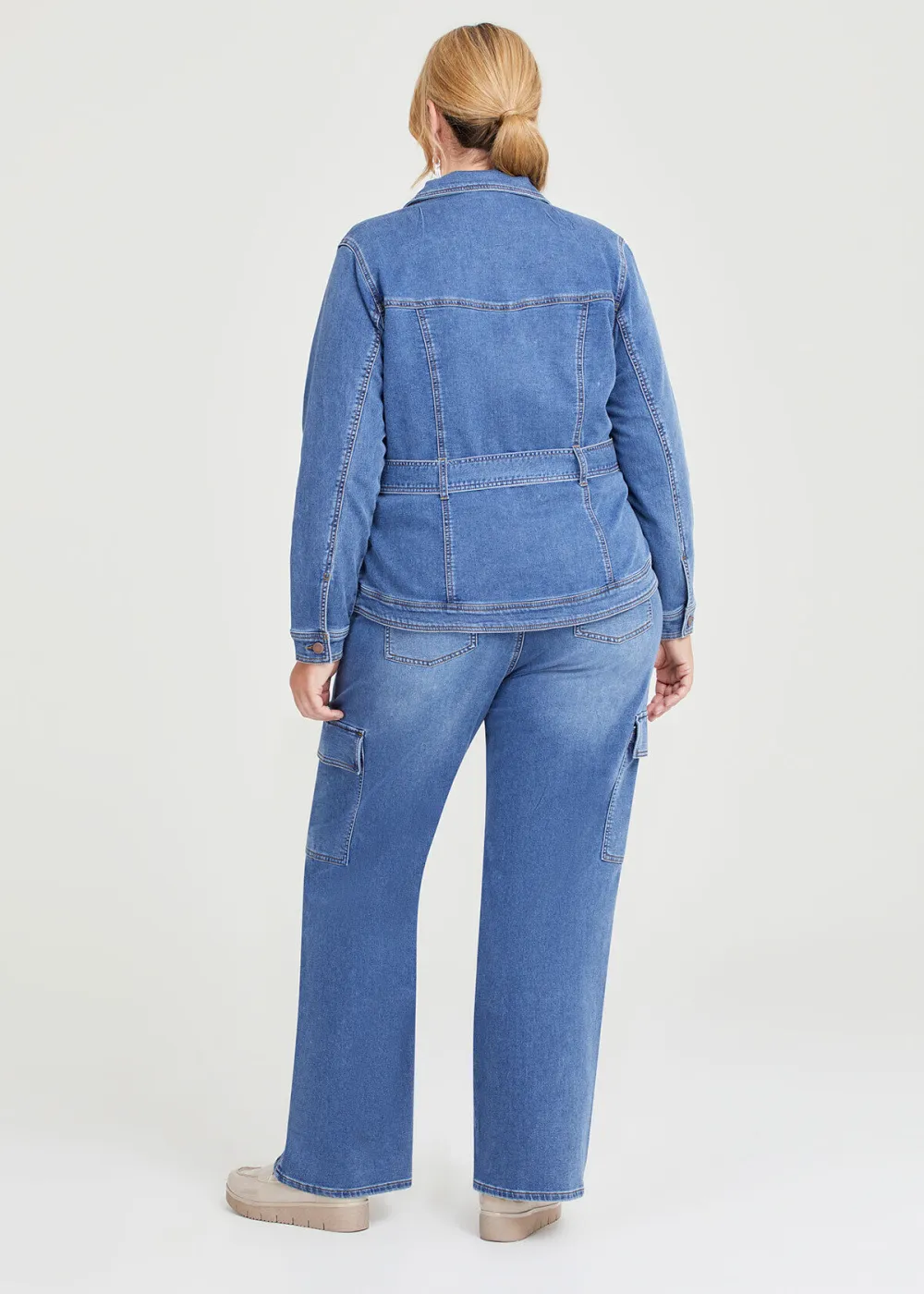 Cotton Denim Belted Jacket