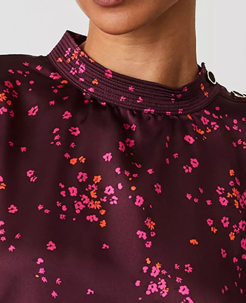 Floral Shoulder Button Top