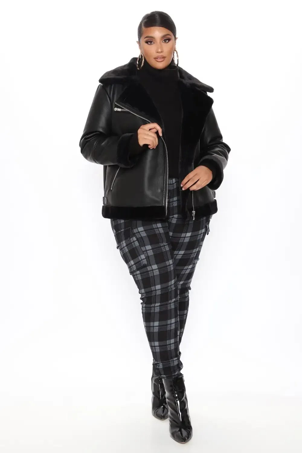 Chic Bad Ass Faux Leather Jacket - Black