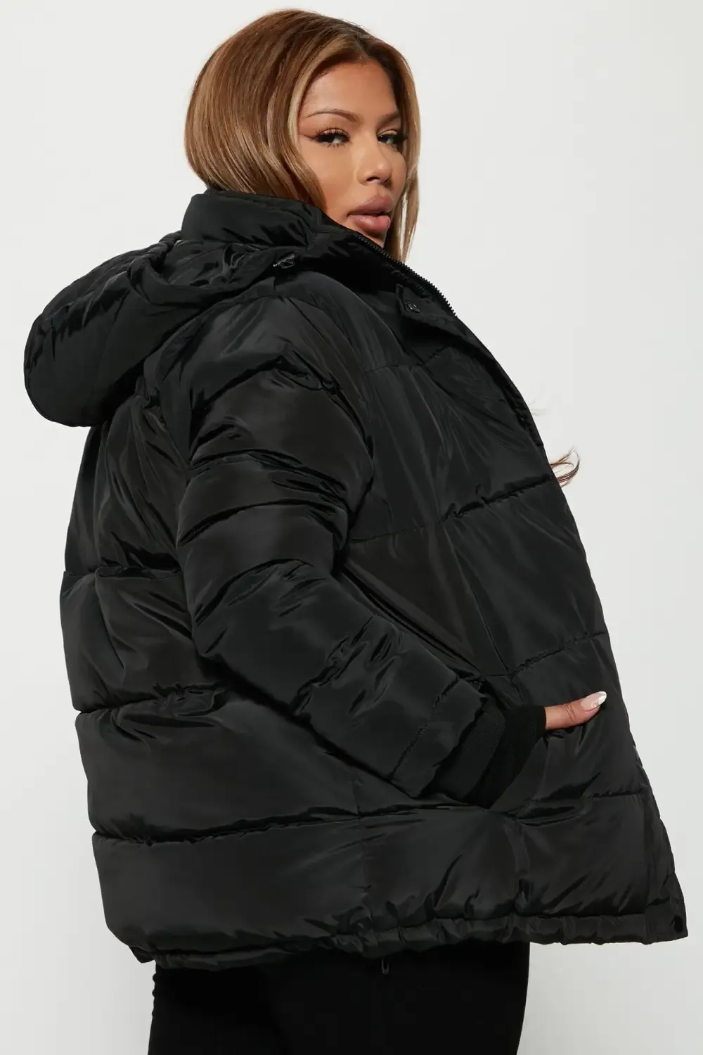 Speak My Mind Puffer Jacket - Black