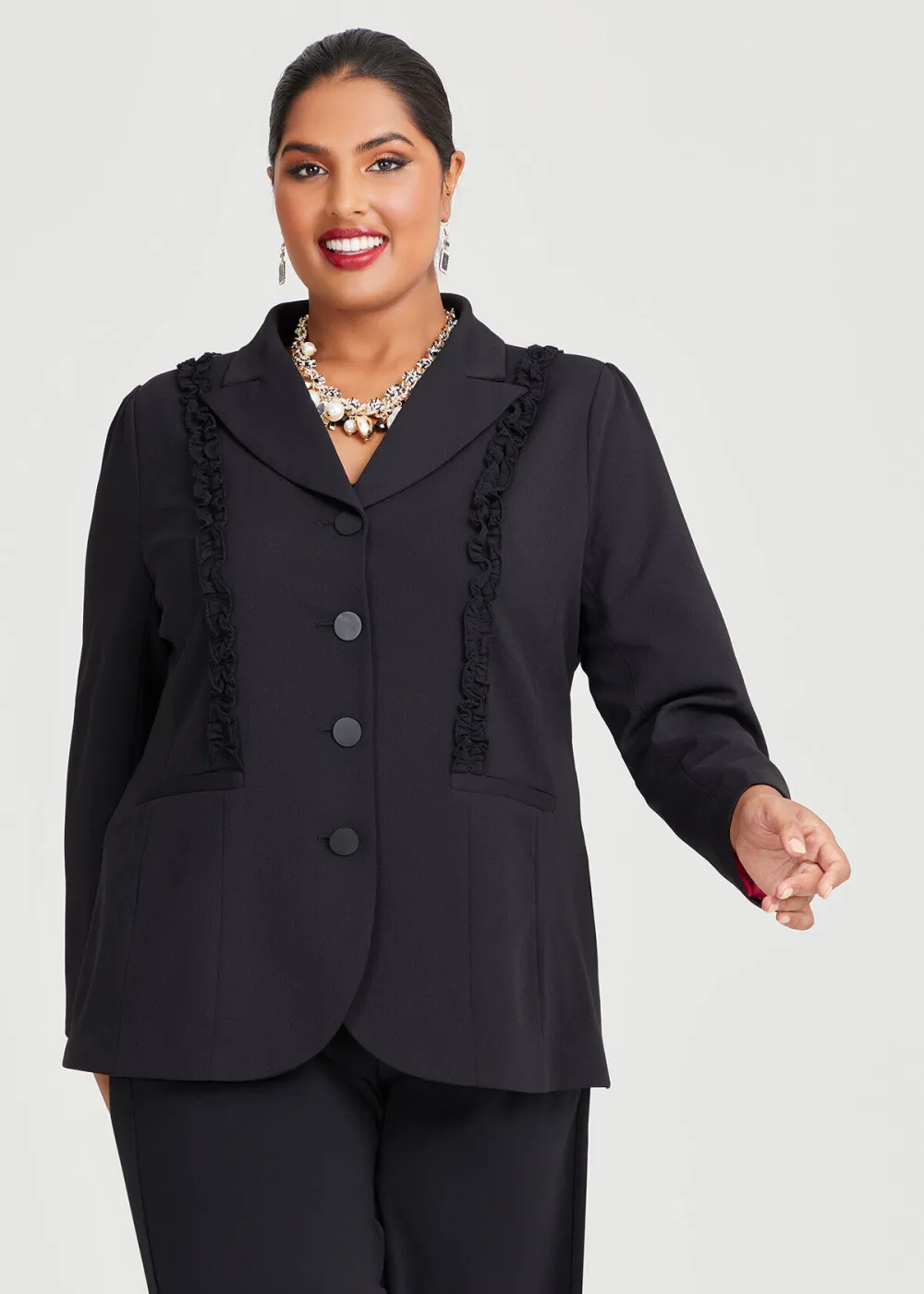 Aria Ruffle Suit Jacket