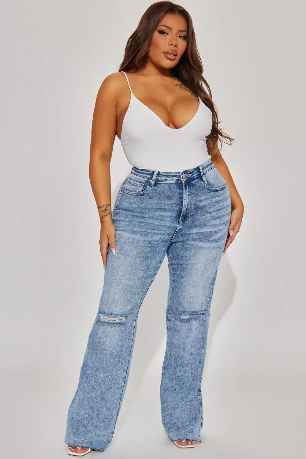 Sweet Sensation Stretch Split Hem Bootcut Jean - Medium Wash