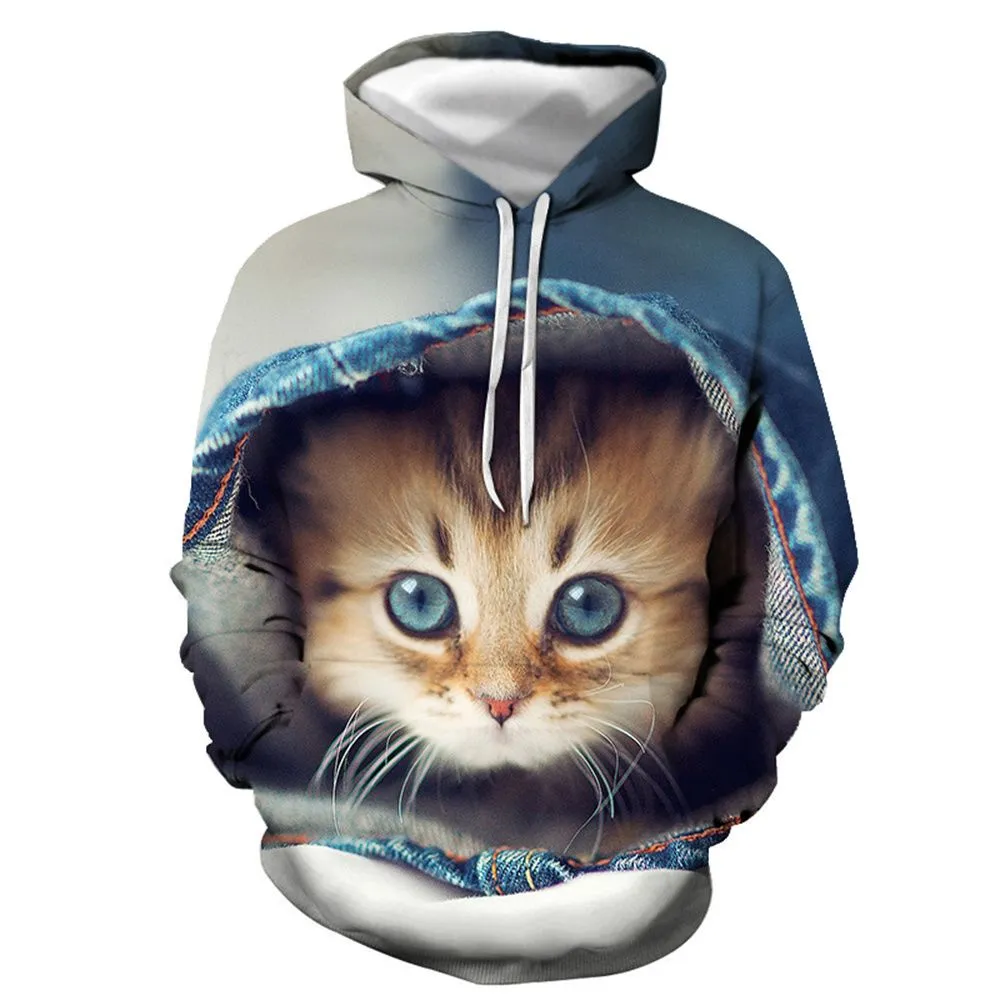 3d graphic printed hoodies Cute Cat