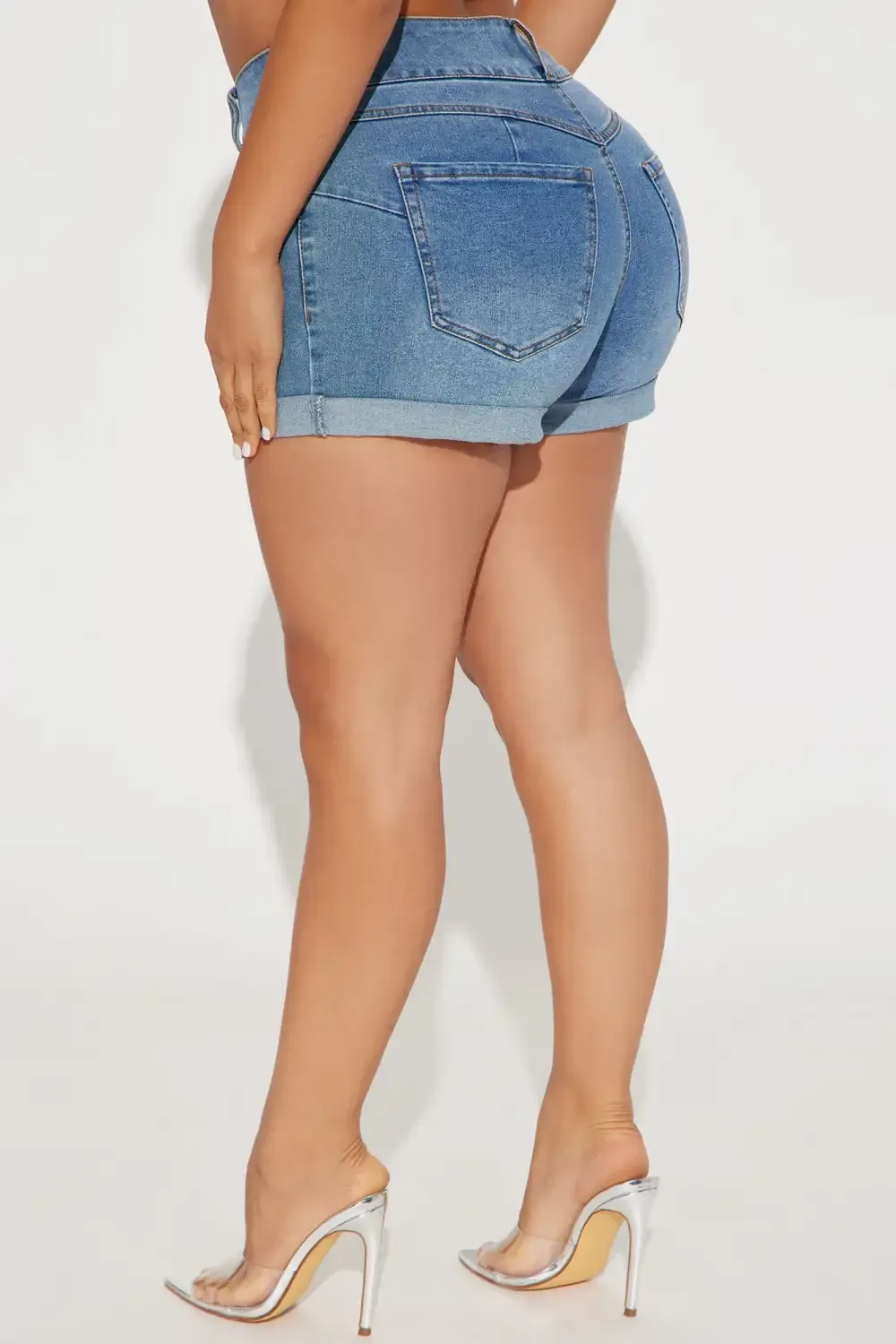 So Much Booty Stretch Denim Shorts - Medium Blue Wash