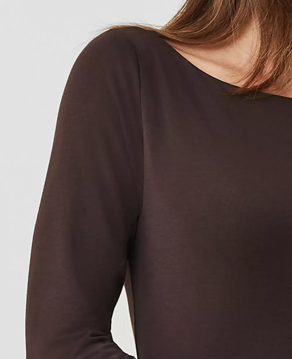 Button Cuff Boatneck Top