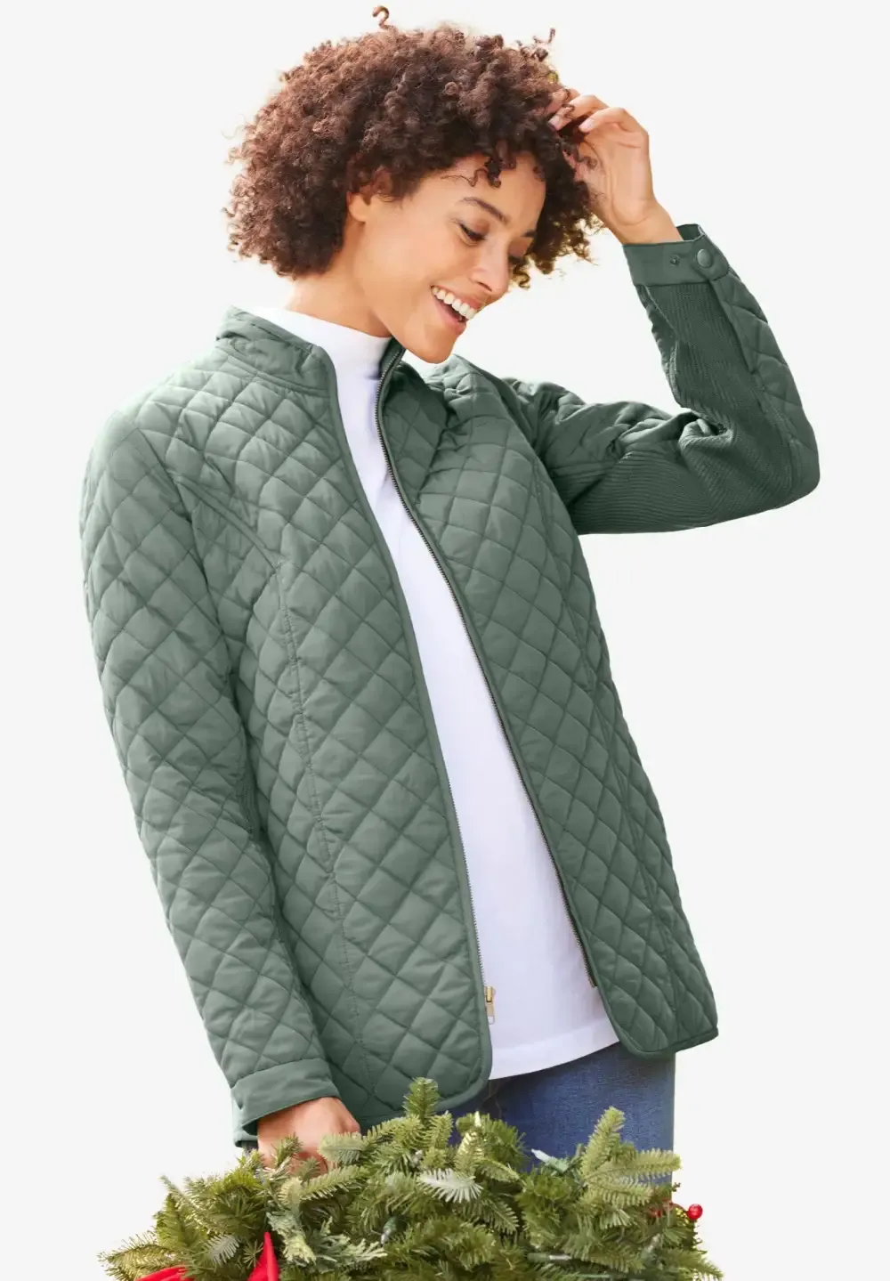 Zip-Front Quilted Jacket