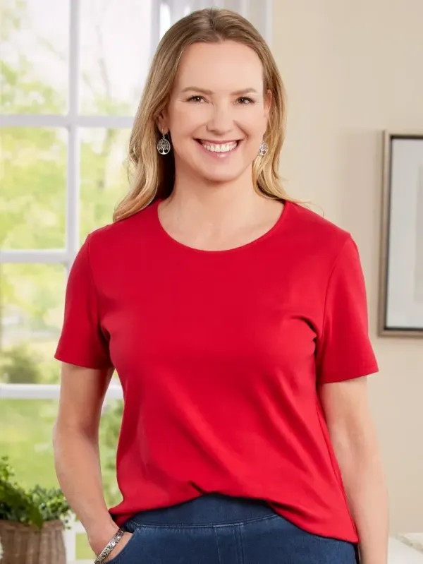 Women's USA Cotton Short-Sleeve Crewneck Tee