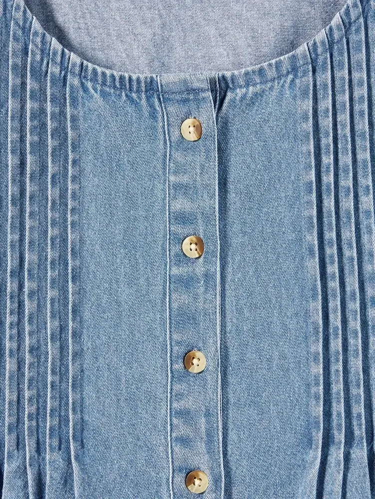 Denim Pintuck Jumper