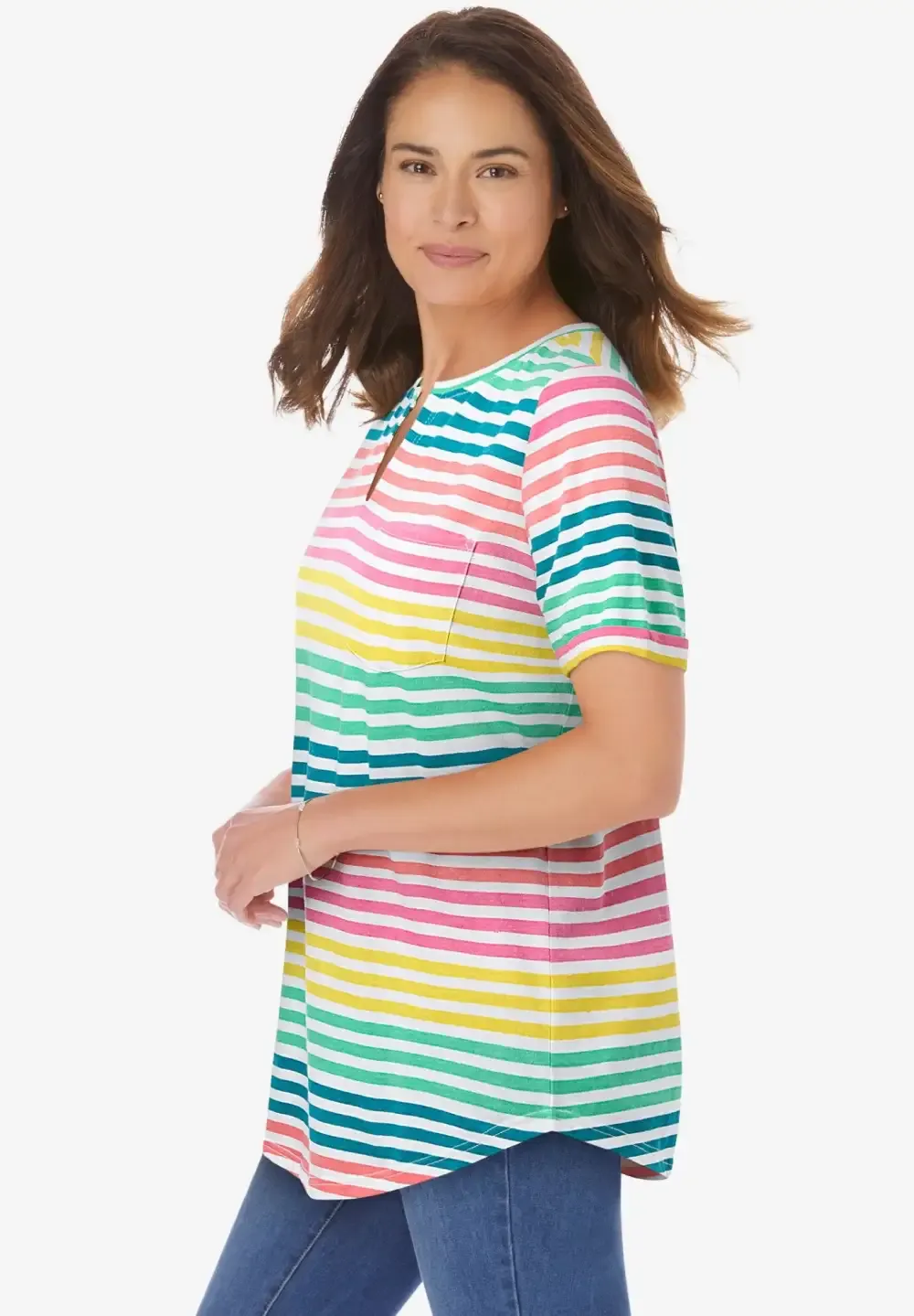 Short-Sleeve Notch-Neck Tee