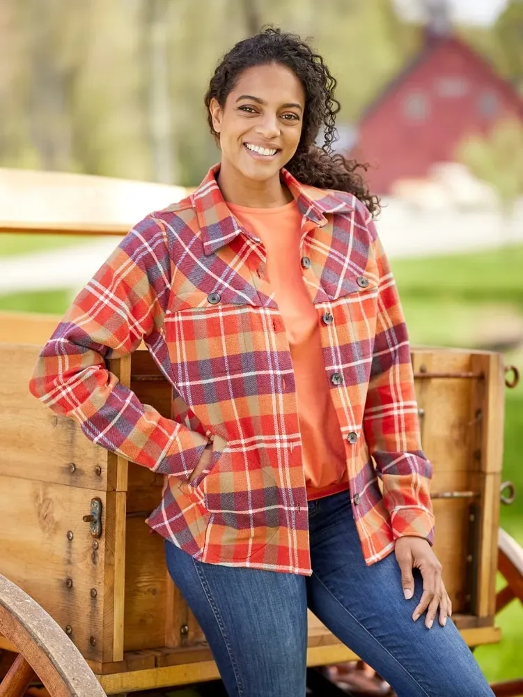 Women's Plaid Flannel Shirt Jacket