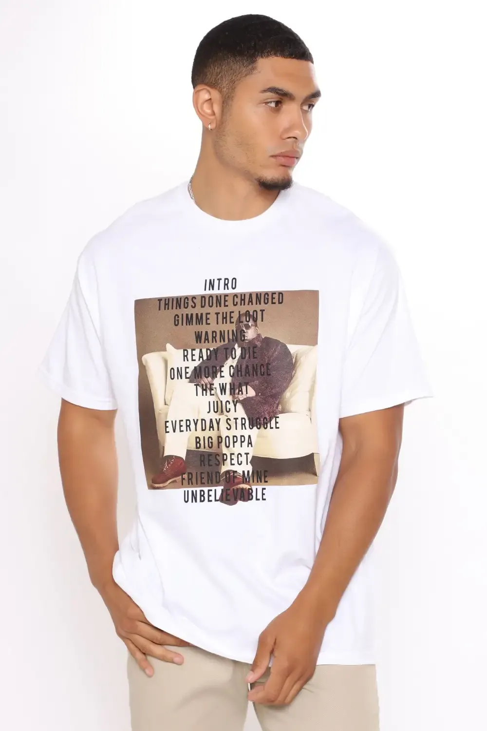 Biggie Lyrical Short Sleeve Tee - White