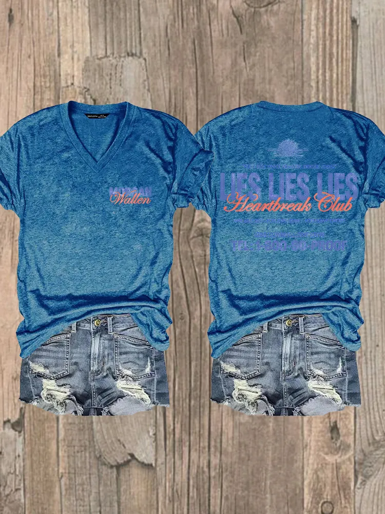 Women'S Morgan Wallen Lies Lies Lies V-Neck T-Shirt