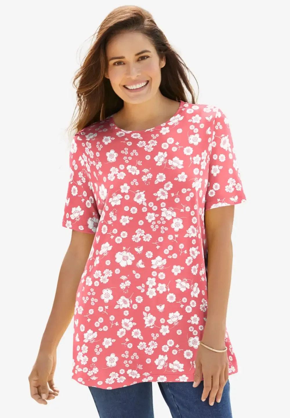 Perfect Printed Short-Sleeve Crewneck Tee
