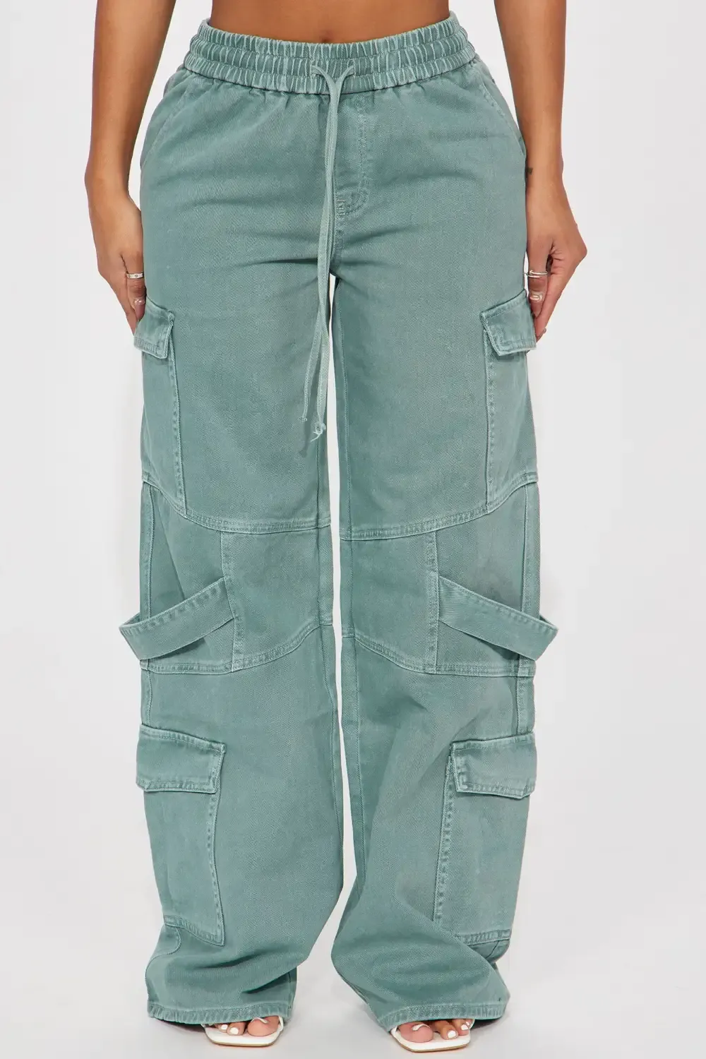 Know What To Do Non Stretch Cargo Jean - Green