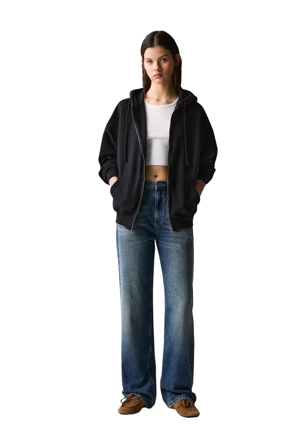 Sudadera oversize capucha cremallera