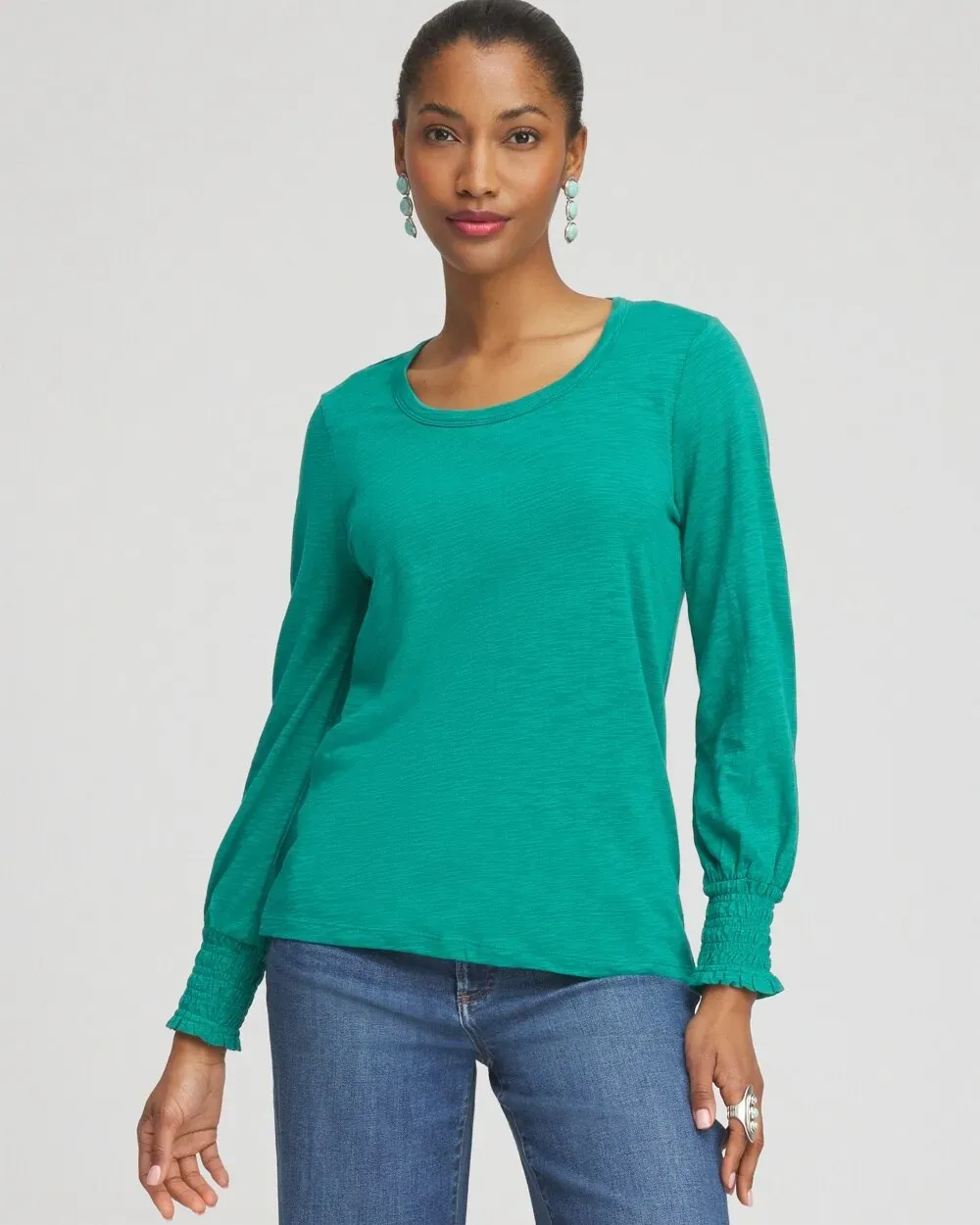 Smocked Long Sleeve Tee
