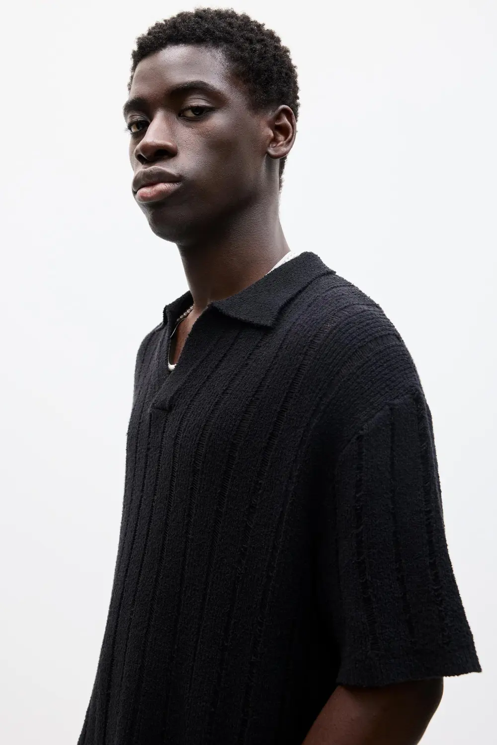 Short sleeve knit polo shirt