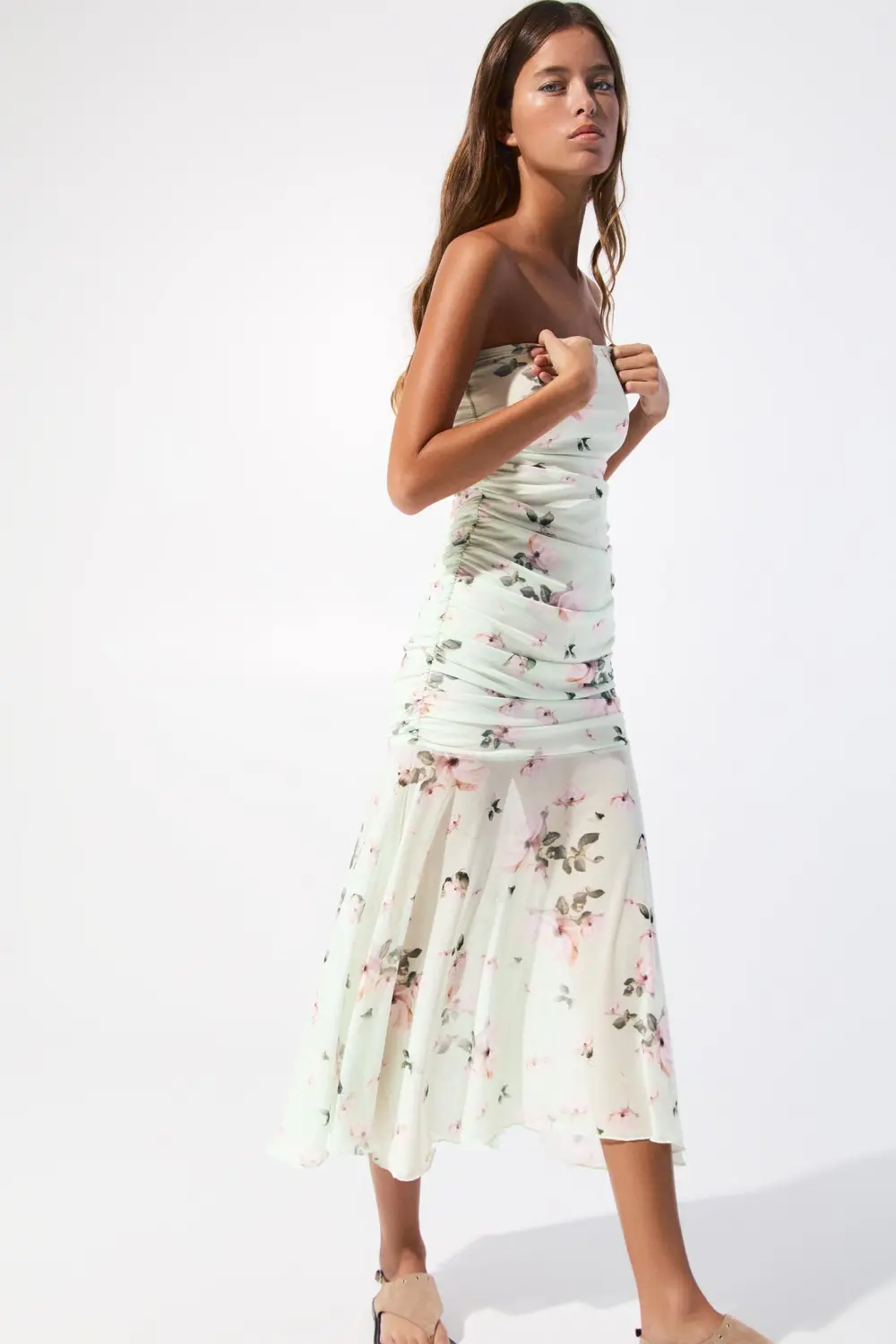 Vestido midi tul flores