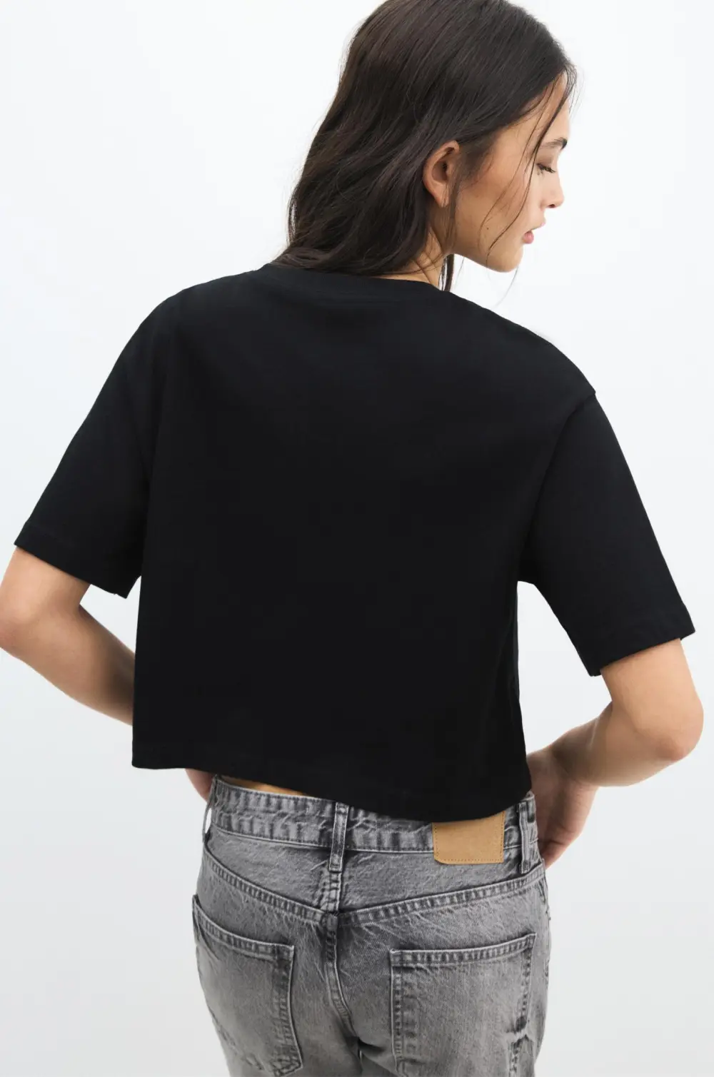 Camiseta cropped manga corta