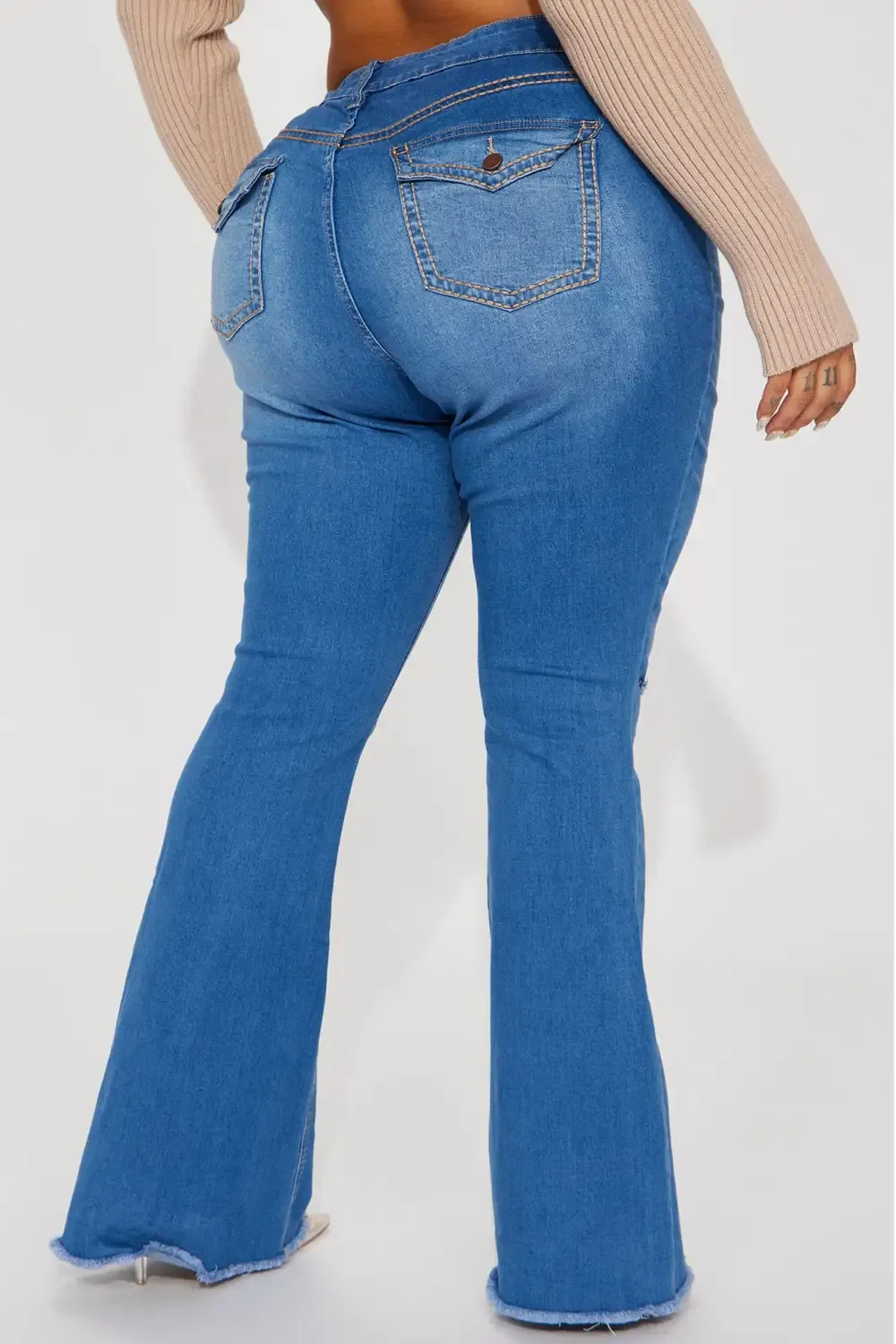 Dallas Mid Rise Stretch Flare Jeans - Medium Wash