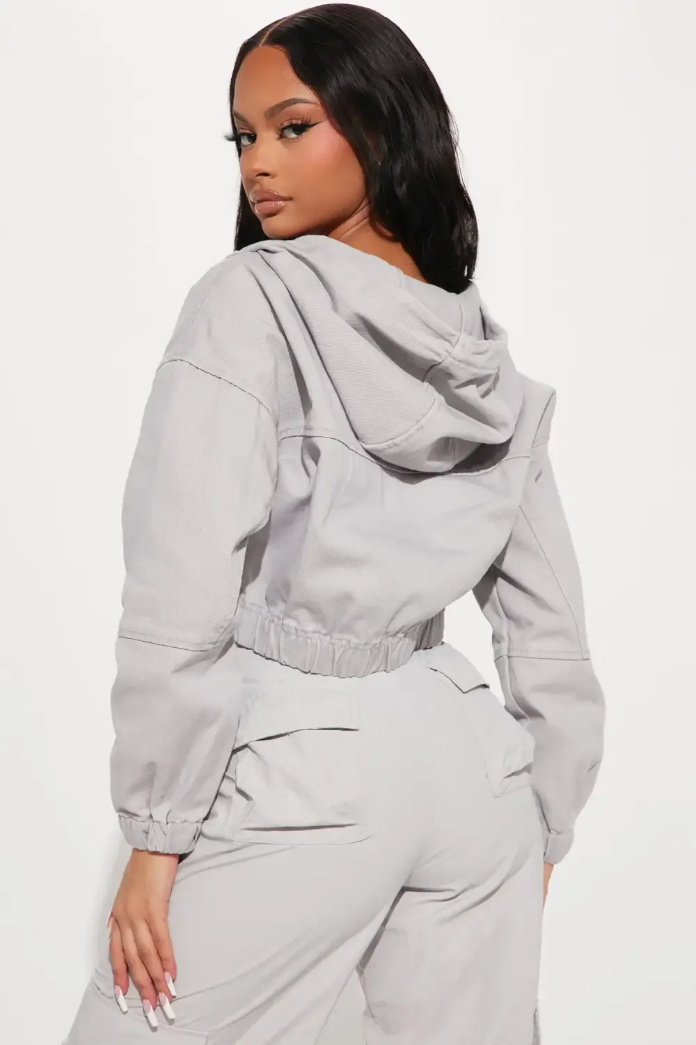 San Fran Hooded Bomber Jacket - Grey