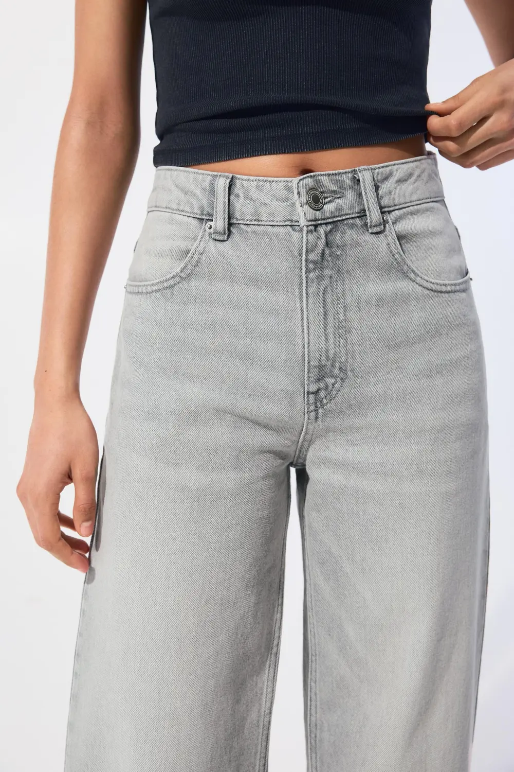 Jeans wide leg tiro alto