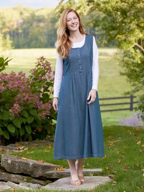Denim Pintuck Jumper