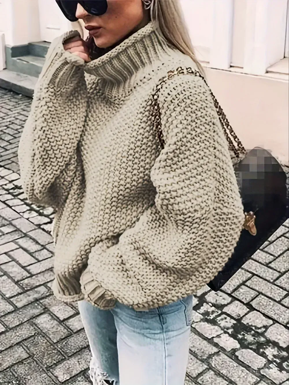 Solid Turtle Neck Pullover Sweater, Casual Long Sleeve Sweater For Fall & Winter, Women's Clothing
