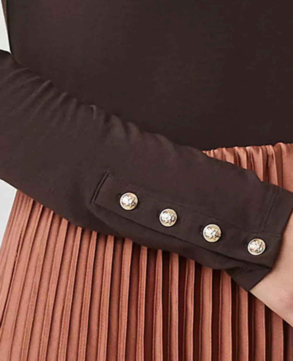 Button Cuff Boatneck Top