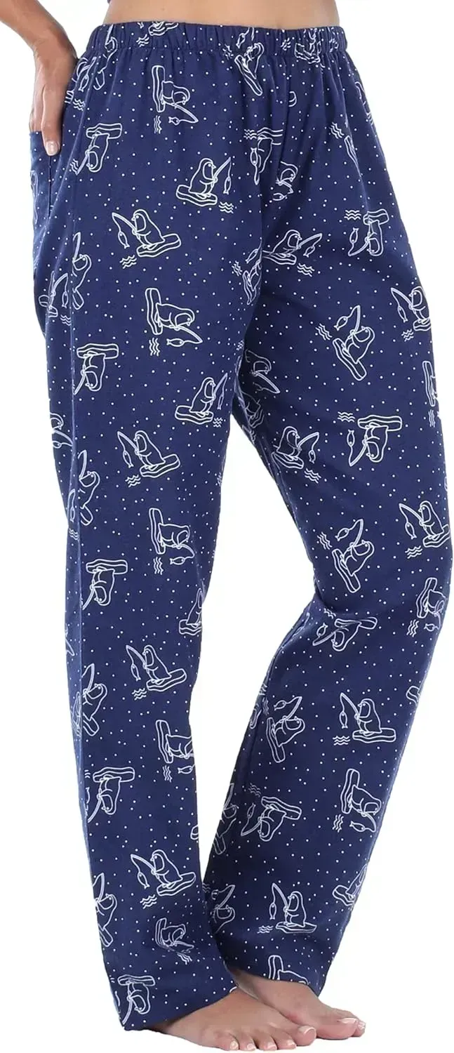 Women's Cotton Flannel Long Sleeve Button-Down Pajamas PJ Set