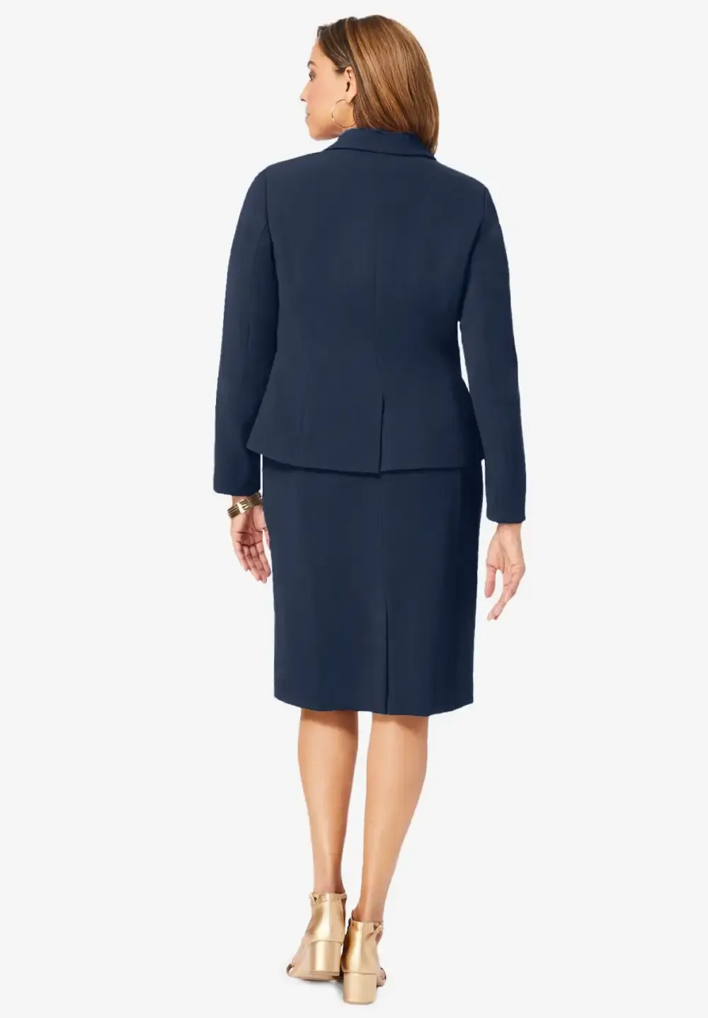 2-Piece Stretch Crepe Single-Breasted Jacket Dress