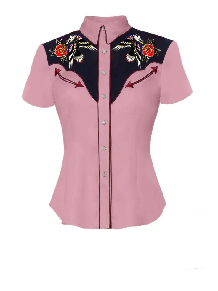 Vintage Floral And Eagle Printed Shirt