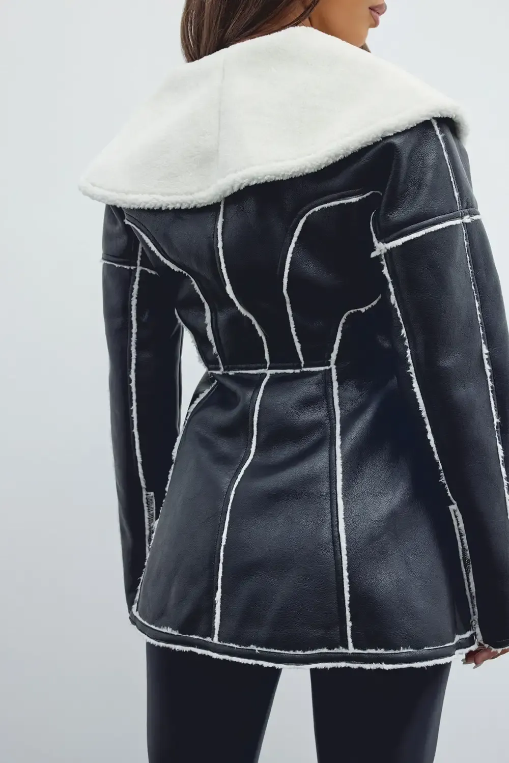 Miss Popular Shearling Jacket - Black