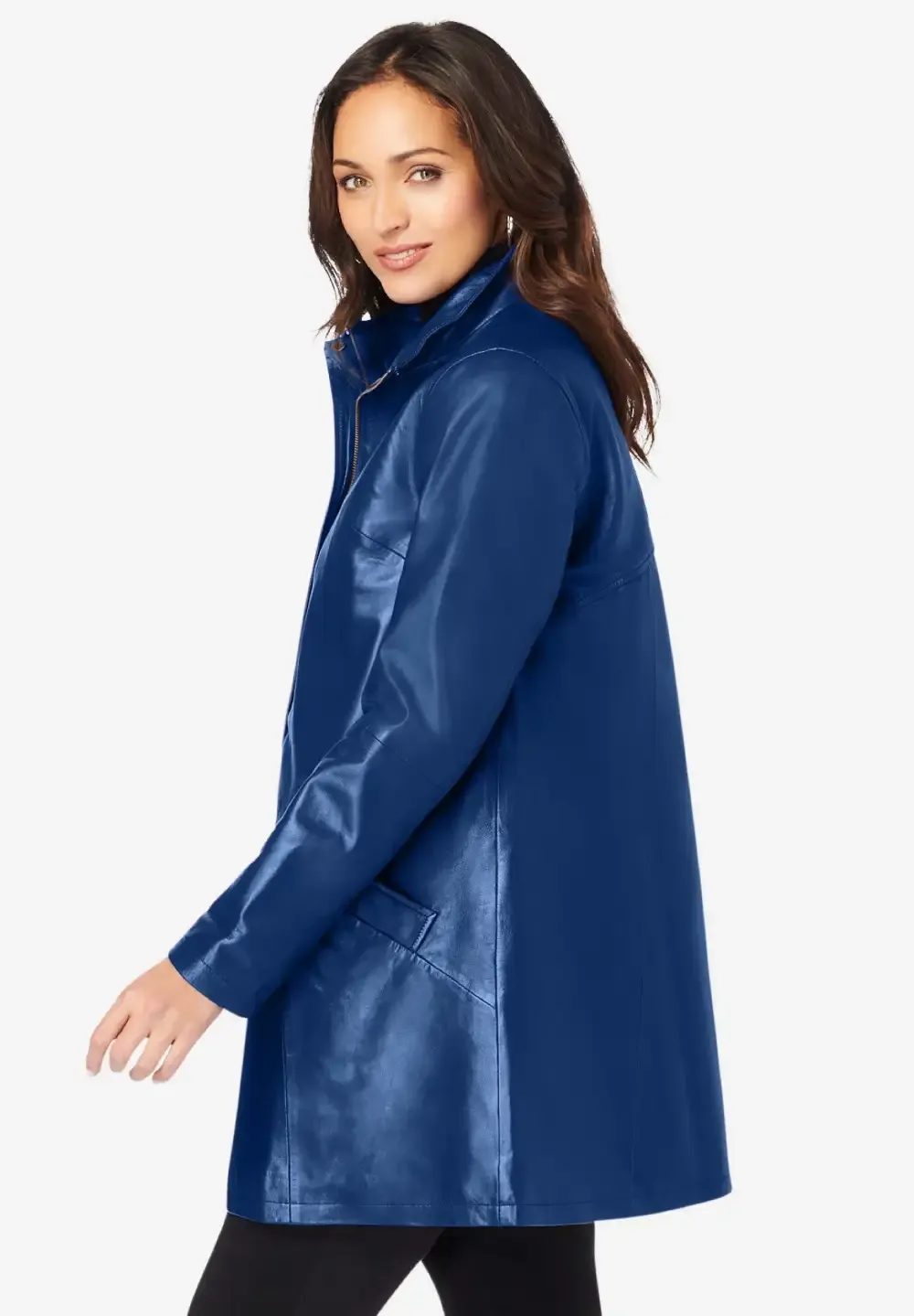 A-Line Zip Front Leather Jacket