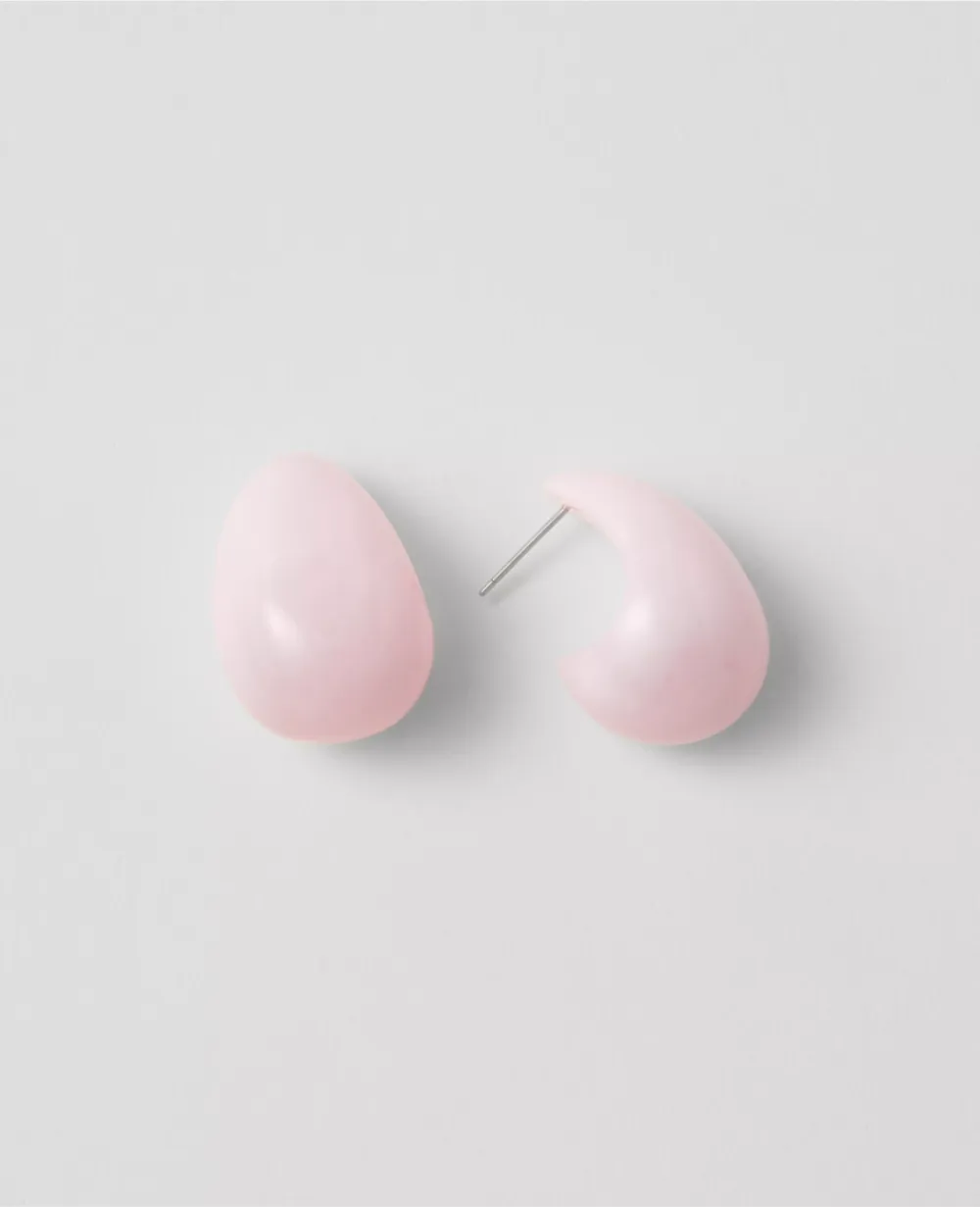 Stone Teardrop Hoop Earrings