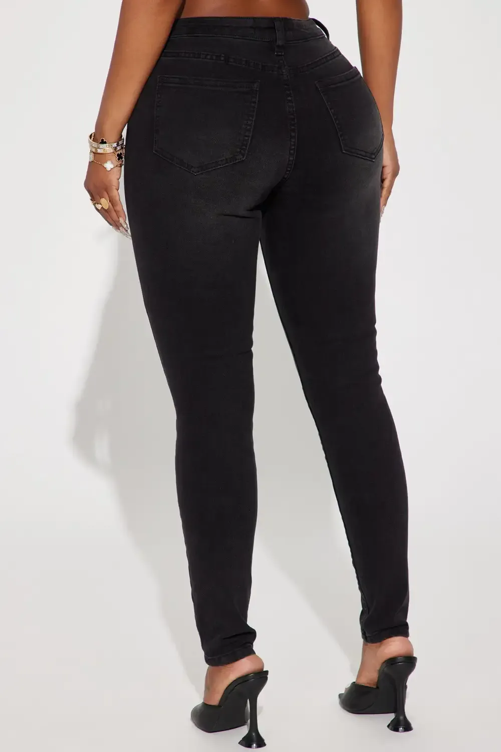 Kaia Mid Rise Stretch Skinny Jeans - Black Wash