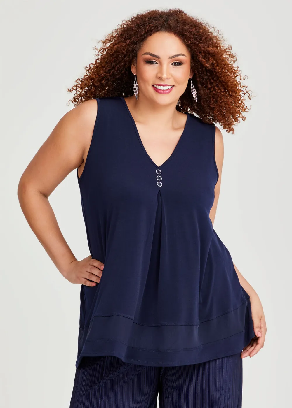 Sheer Mesh Hem Sleeveless Top