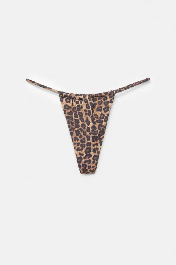 Leopard print gathered bikini bottoms