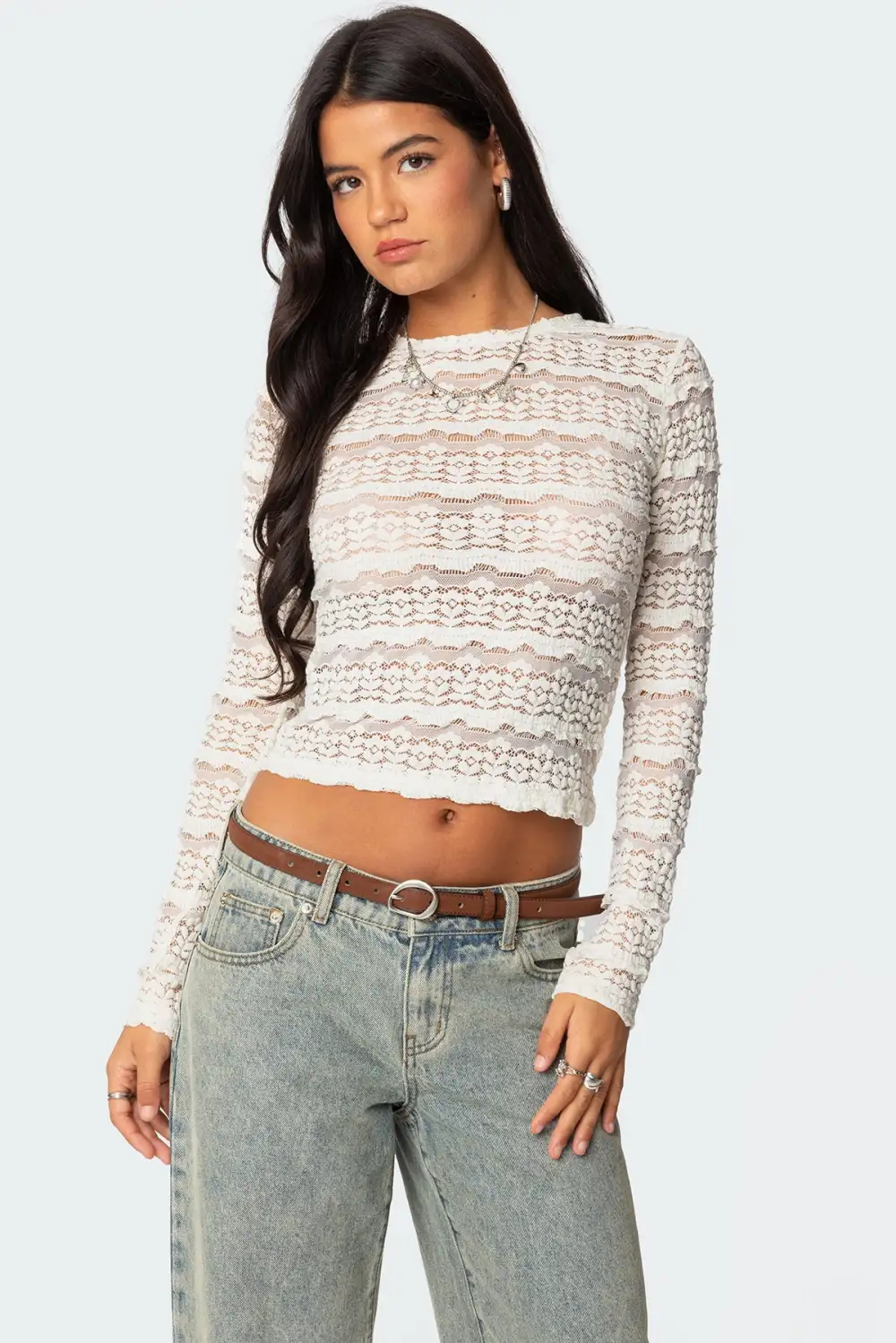 Daisey Textured Sheer Lace Top