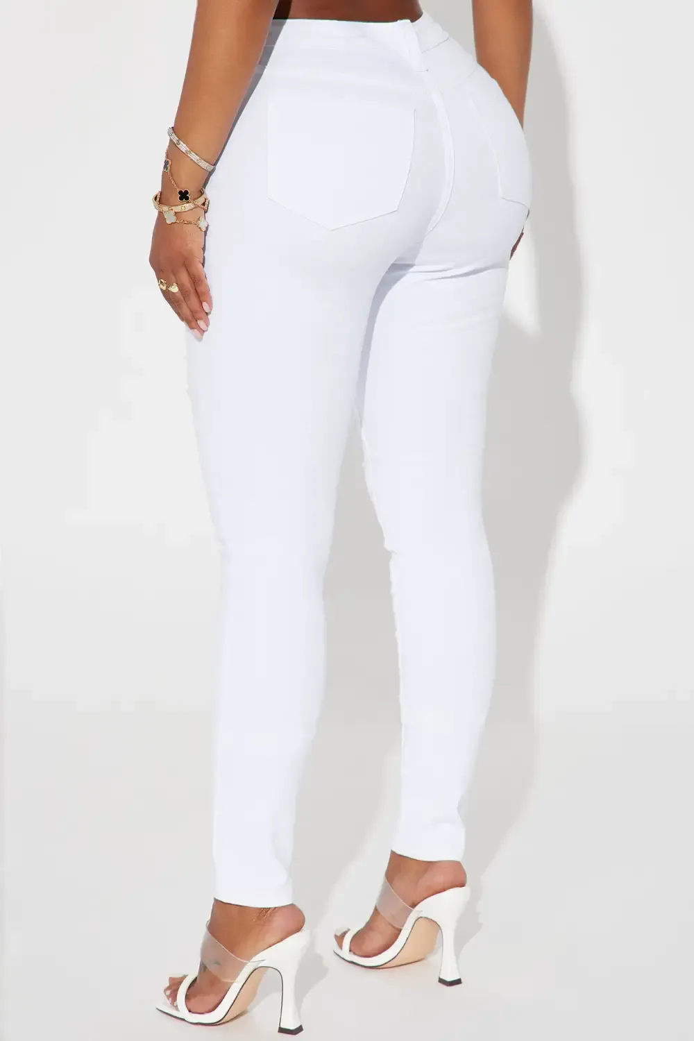 Raven Ripped  Mid Rise Stretch Skinny Jeans - White