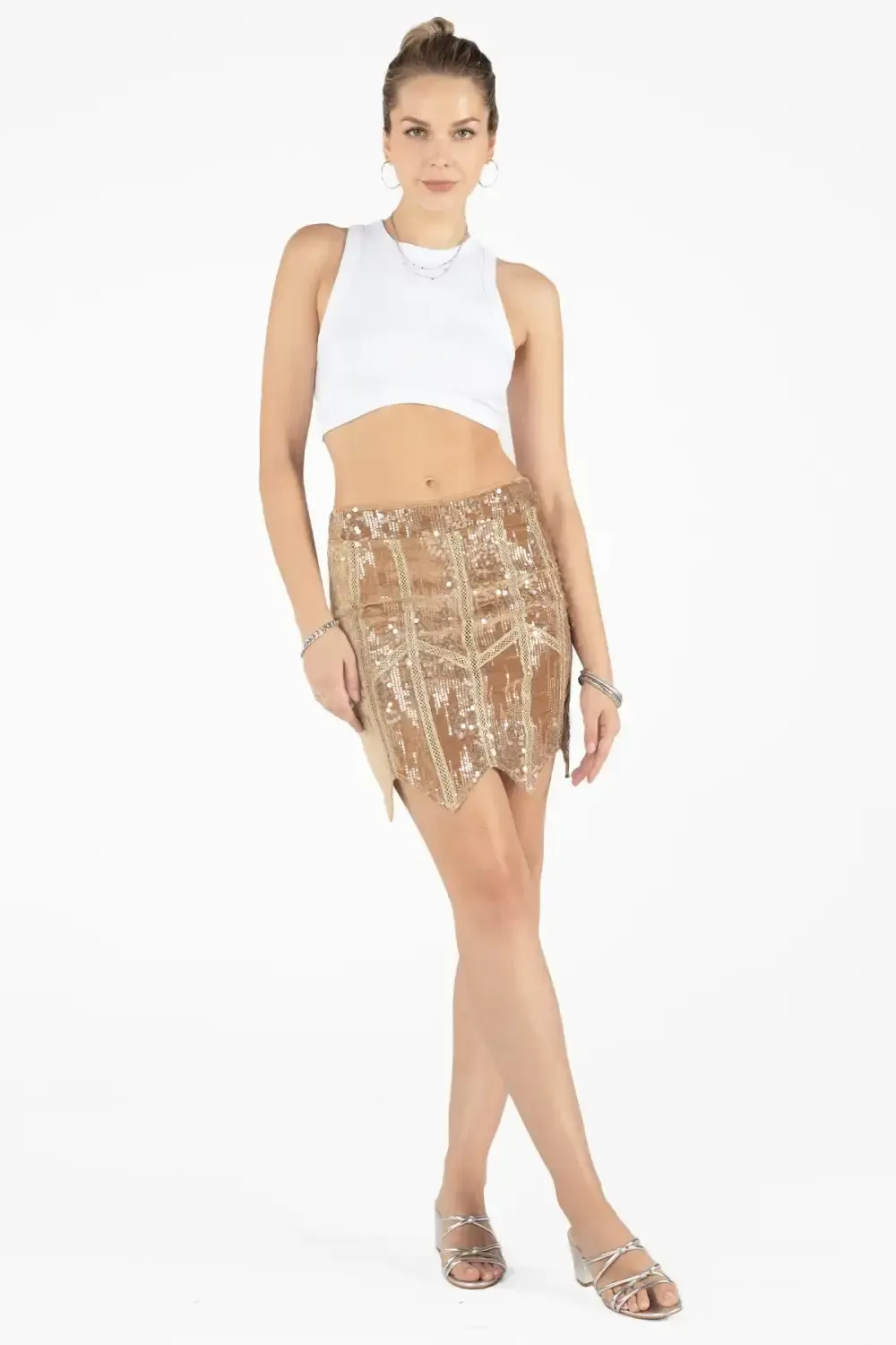 Chevron Sequin Skirt