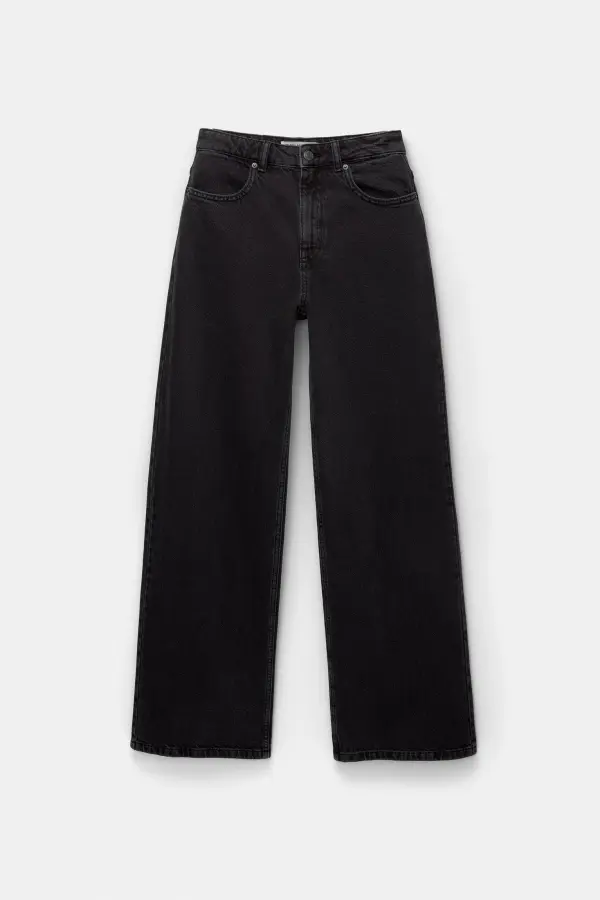 Jeans wide leg tiro alto