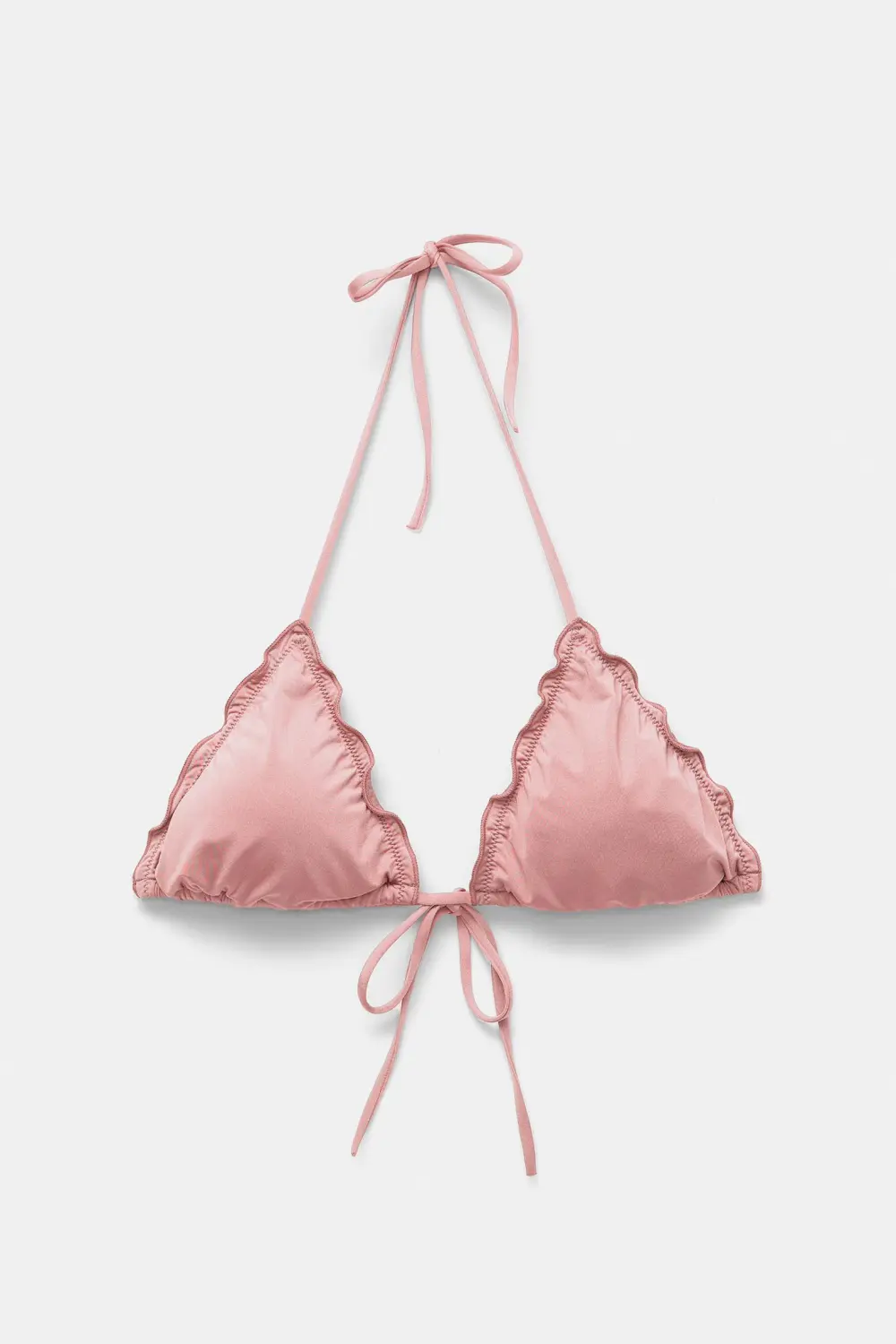 Ruffled triangle bikini top