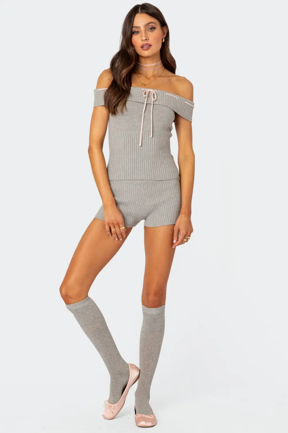 Bow Time Knit Micro Shorts