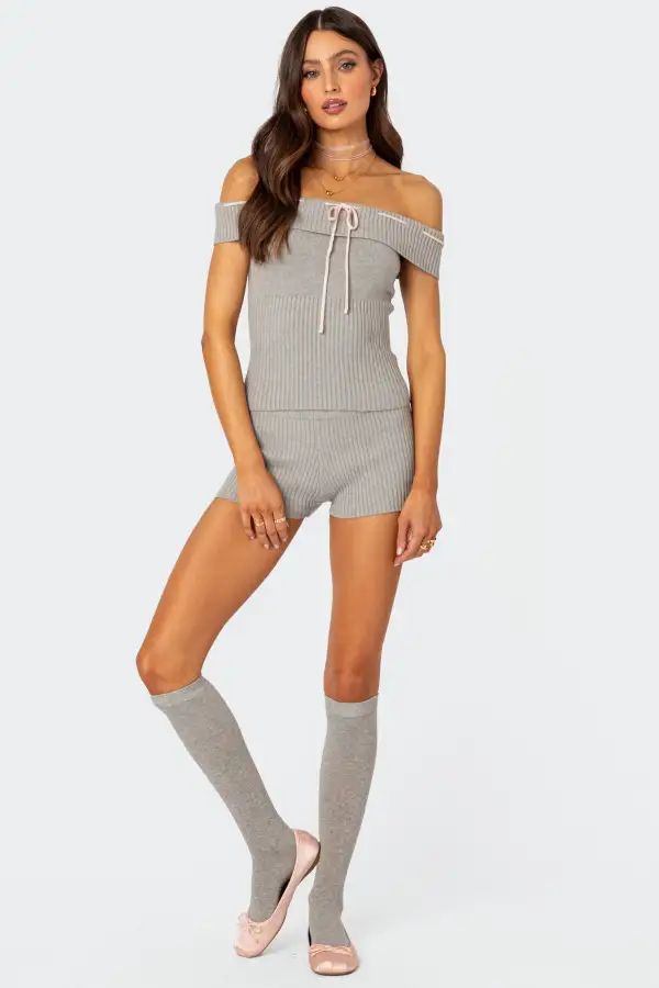 Bow Time Fold Over Knit Top