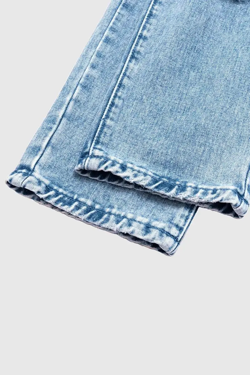 Cut Out Slant Pocket Low Waist Straight Leg Jeans