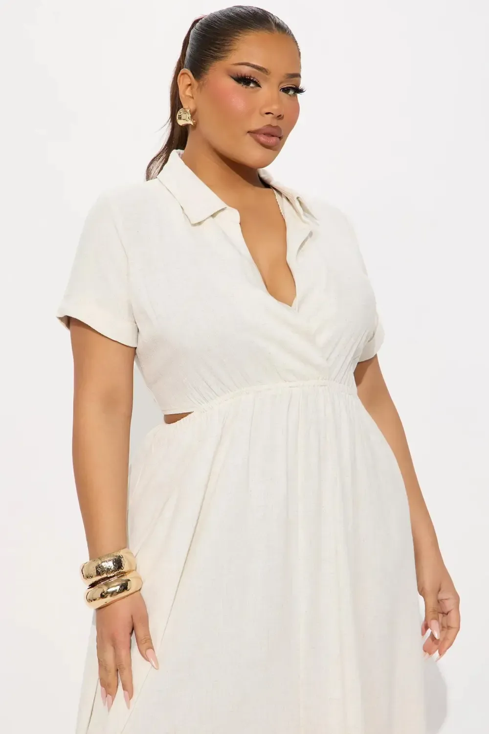 Linen Maxi Shirt Dress - Oatmeal