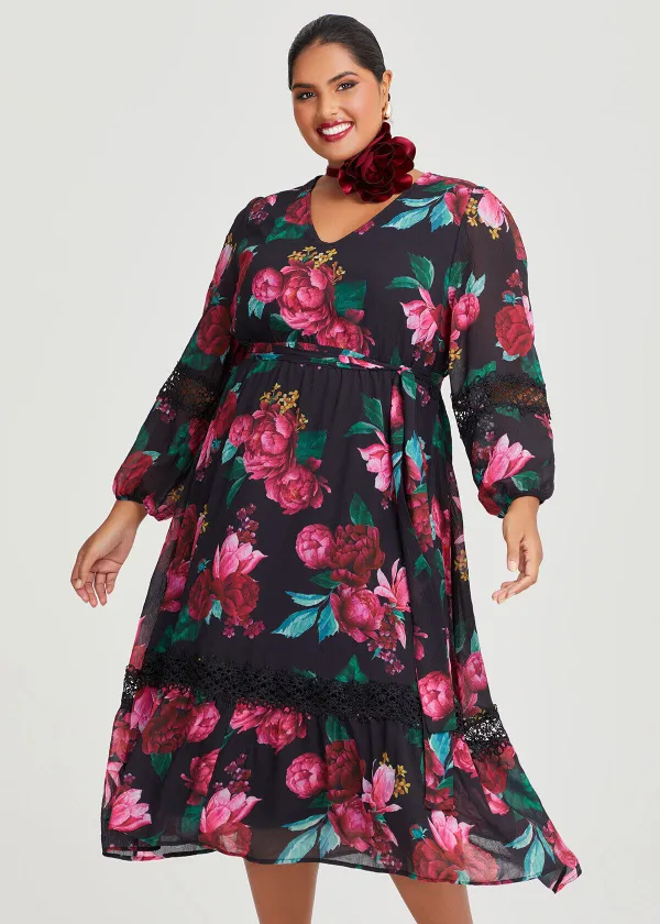 Yarra Chiffon Floral Midi Dress