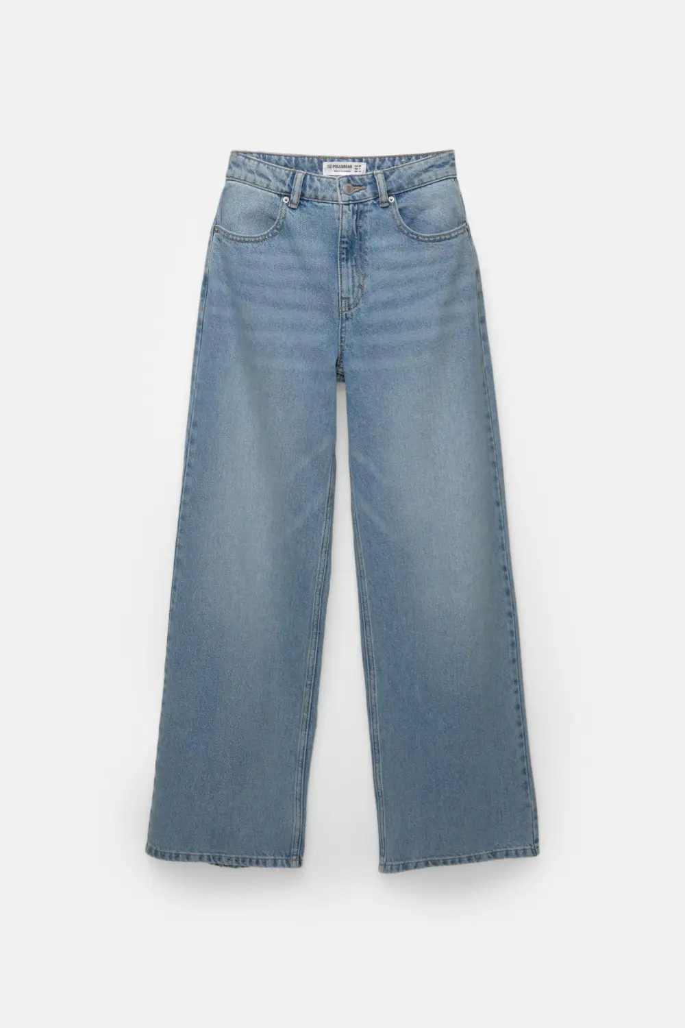 Jeans wide leg tiro alto
