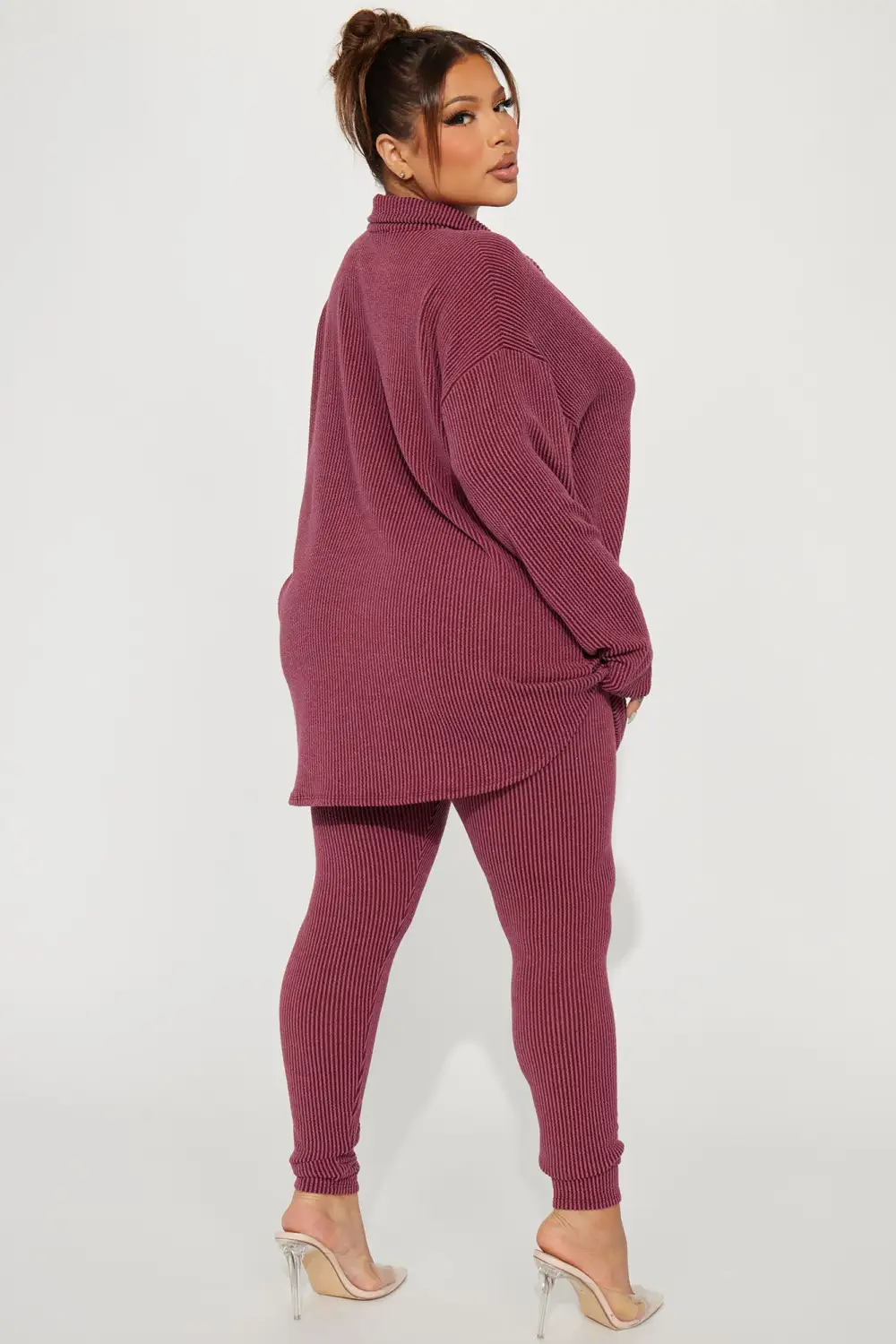 Maddie Ribbed Legging Set - Burgundy